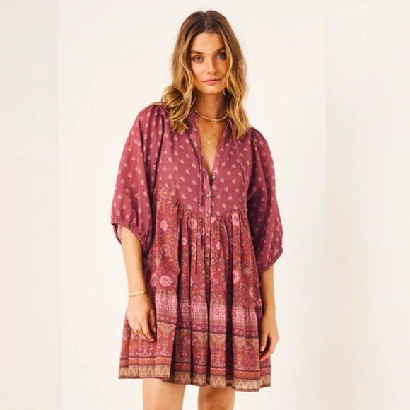 Spell Burgundy Bohemian Dress - Picture 1 of 1
